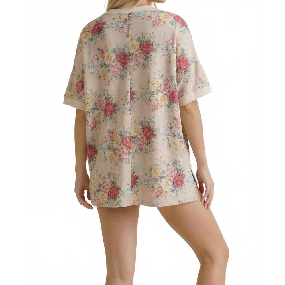 NEW HAPTICS vintage floral oversized loose fit top - plus in oatmeal - Picture 3 of 6